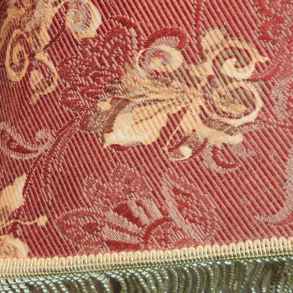 Victorian Style Red & Cream Embroidered Lamp Shade - Picture 4 of 6